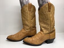 Vtg Mens Unbranded Cowboy Smooth Ostrich Skin Yellowish Boots Size 9 D