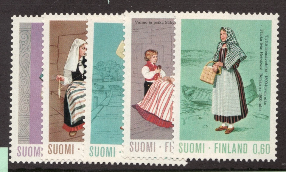 Vintage 1973 - Finland #533-37 Classical Regional Dresses - MNH cv $12.50 - Image 1 of 1