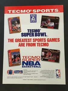 Tecmo Sports Super Bowl NBA Super Nintendo Print Ad Original Art - Picture 1 of 1