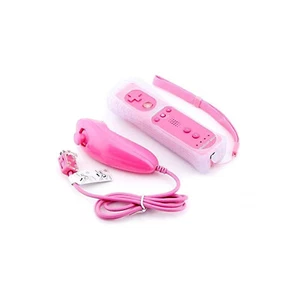 Manette Wiimote Motion Plus intégrée + Nunchuk filaire Pour Wii & Wii U - Rose - Picture 1 of 2
