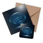 1 x Greeting Card & Coaster Set - Brain Networking Concept Tech #21284