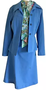 Vintage 60’s 2-teiliges Kleiderset, blau tropisch L Knie, Handarbeit, Retro Hawaii - Bild 1 von 8