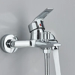 Chrom Badewannenarmatur Mischbatterie Badewanne Wasserhahn Wasserfall Armatur - Picture 1 of 6