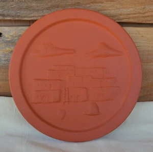 1980s Terra Cotta Watson Tile Works Art Plate PUEBLO #1750/5000 Santa Fe NM USA - Picture 1 of 12