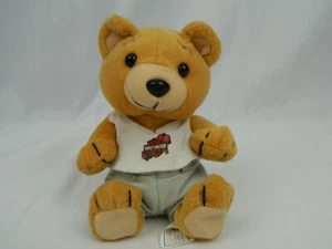 Harley-Davidson Motorcycles Tan Bear Plush Bean Bag White Tank Top Jeans 1998 6" - Picture 1 of 9
