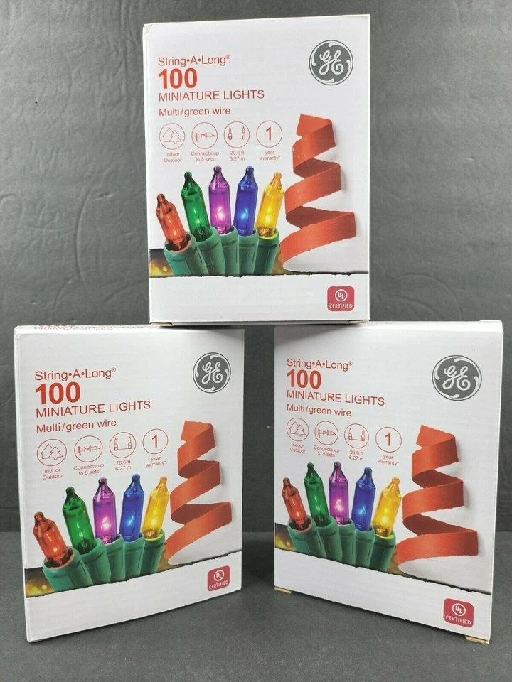 GE Christmas Miniature Lights 100 Multi Color Green String Indoor Outdoor