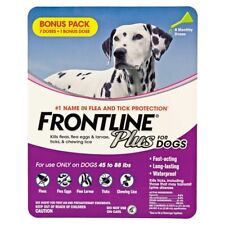 Frontline Plus Flea and Tick Dog Treatment 45-88 lbs, 7+1 Doses, 8 Month Supply