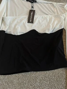 PLT Black Slinky Contrast Bust Long Sleeve Size 10 Top - Picture 1 of 4