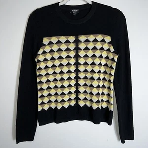 Suéter Worth 100 % Lana-Cuello Redondo-Negro Amarillo Bronceado-Pequeño - Imagen 1 de 9