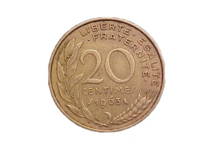 1963 FRANCE 20 CENTIMES KM# 930 -VERY NICE CIRC COLLECTOR COIN! -c1780xux - Picture 1 of 2
