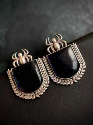 Spider Shape Oxidized Stud Earring - Image 1 of 3