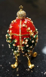 Collectible Egg "Lilies of the valley" Red Box-Egg 3" Tall - Picture 1 of 6