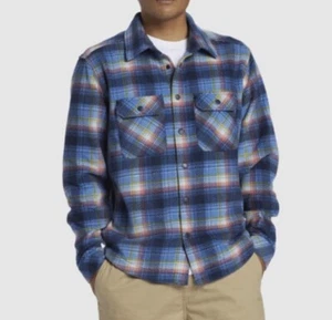 QUIKSILVER Surf Days Long Sleeve Star Saphire Blue Plaid Check Shirt - X-Large - Picture 1 of 5