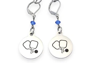 Pendientes Pickleball con Piedra Natal, Pickleball Joyería Regalo Esposa Amiga - Imagen 1 de 4