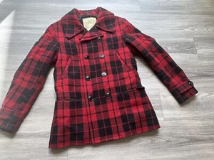 Denim & Supply Ralph Lauren Buffalo Plaid Wool Blend Double Breasted Peacoat S - Picture 1 of 8