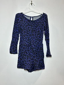 Girls' Long Sleeve Ruched Animal Print Romper - art class Blue XS - Picture 1 of 2