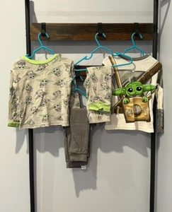 Star Wars Baby Yoda Mandalorian PJ Set Pajama Top Pant Boy Toddler Sz 5T - Picture 1 of 5
