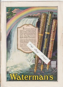 Vintage 1928 WATERMAN'S PEN Full-COLOR Magazine AD~RIPPLE RUBBER/Rainbow - Picture 1 of 2