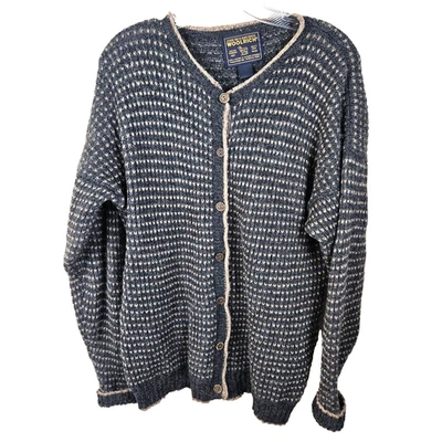 Cárdigan Suéter Woolrich Talla Extra Grande Marrón Lana Tejido Ojo de Pájaro Nórdico XL Foto 1 de 4