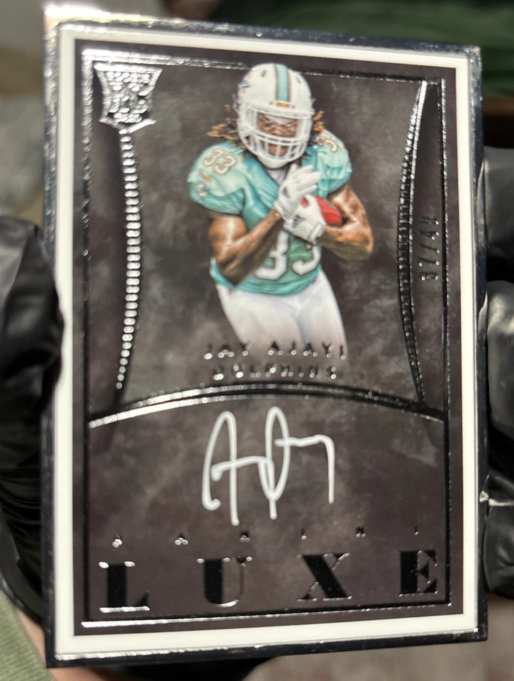 Jay Ajayi 2015 RC autógrafo Panini LUXE/49 negro, blanco marcador automático en tarjeta Foto 1 de 4