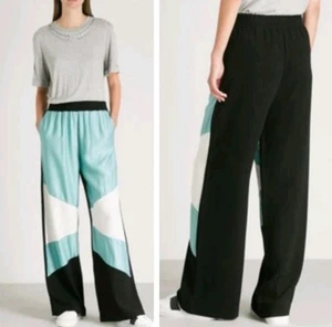 Maje Colorblock Satin Crepe Wide Leg Trousers Pull On Pant NWT $295 Medium US 6  - Picture 1 of 7