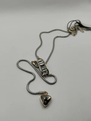 WHBM Collar Barra Vertical Oro Plata Placa Baqueta Cristal Lariat Nuevo con Etiquetas 21"  Foto 1 de 4