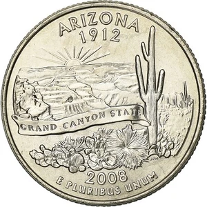 [#394496] United States, Quarter, Quarter Dollar, 2008, Denver, Arizona 1912 - Picture 1 of 2
