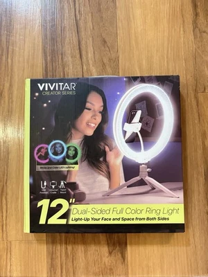 Vivitar 12" Full Color 3D Ring Light with Tripod and Adjustable Ball Head, Black - Image 1 of 2