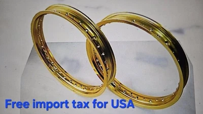 Fit YAMAHA XS1 XS2 TX500 TX650  ALU YELLOW GOLD FRONT & REAR WHEEL RIM  #BI3775# Foto 1 de 4