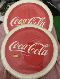 Vintage Coca Cola Logo Pappteller zwei Sets von 12 Stück 9 Zoll Größe Neu - Bild 1 von 3