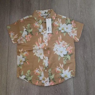 Camisa floral con botones Janie And Jack para niños talla 4 amarilla  Foto 1 de 2