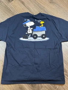 Vintage Peanuts Collection Snoopy & Woodstock Ice Hockey Tshirt Size 2XL Blue - Picture 1 of 7