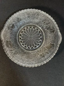 Antique Early American Pattern Glass “Rose In Snow” 9.5 Serving Plate W/Handles - Picture 1 of 4