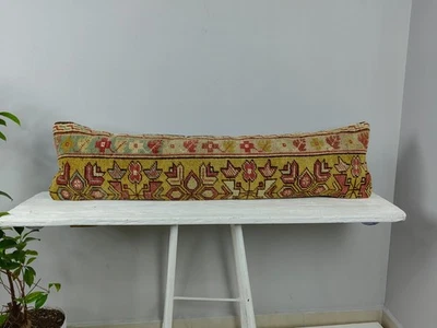 Long Lumbar Pillow Turkish Rug Pillow Decorative Bed Pillow Body Pillow Bench P - Image 1 of 4