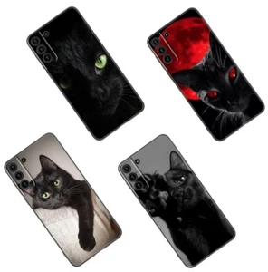 Black Cat Staring Eye On Chat Coque Cover Case For Samsung Galaxy S24 S23 S22 A - Photo 1 sur 8