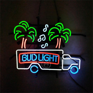 17"x14"Bud Light Truck Palm Tree Neon Sign Light Beer Bar Pub Wall Decor Artwork