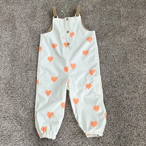 Zara Girls Rain/Snow Waterproof Bibs Hearts 3/4 - Picture 1 of 6