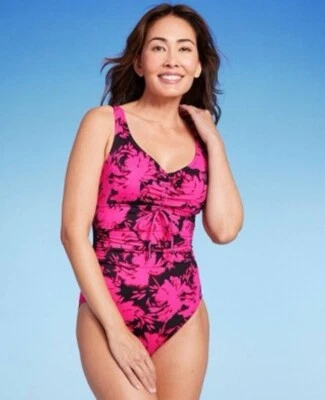 Traje de baño de una pieza con frente ceñido UPF 50 verde aguamarina para mujer - rosa talla XL Foto 1 de 4