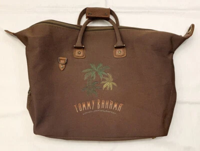 Bolsa tote Tommy Bahama alças duplas bordada marrom viagem férias - Imagem 1 de 4