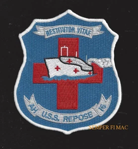 USS REPOSE AH 16 PATCH US NAVY CROSS HOSPITAL SHIP PIN UP CORPSMAN GIFT WOW - Picture 1 of 12