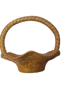 weave basket bowl with braded handle hand made coloma vintage scalloped ceramic - Picture 1 of 8