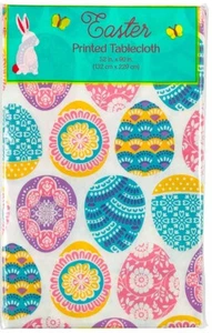 Easter Vinyl Tablecloth Colorful Decorated Eggs Holiday Decoration Asst Sizes - Picture 1 of 2