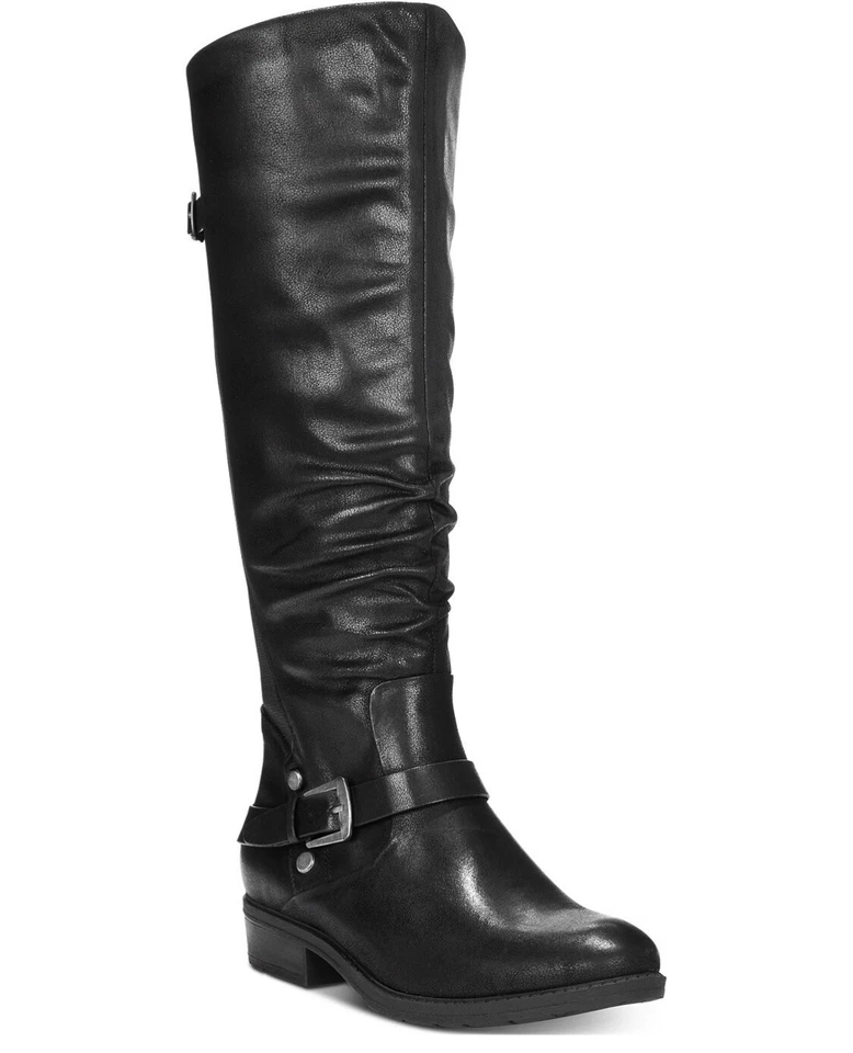 Bare Traps Womens Yanessa Fabric Almond Toe Knee High Fashion Black Size 5.5 1
