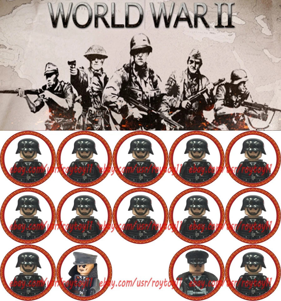 14PCS World War II German SS Gestapo Secret Police 4cm Plastic Figure DIY Toy - Image 1 of 1