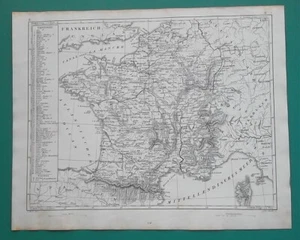 FRANCIA + Elenco Dipartimenti - Mappa antica originale 1860  - Foto 1 di 3