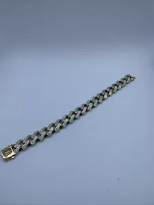 10k Monaco klassische Kette kubanisches Armband mit Weißgold Akzent 20,3 g 9 Zoll - Bild 1 von 9