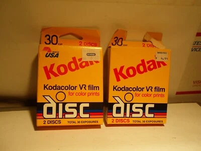2 Color Kodak Kodacolor VR Film DISC EXPIRED 1989 & 1991 2 PACK 60 EXPOSURES - Image 1 of 4