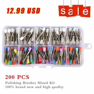 200pcs Dental White &Colorful Nylon Latch Flat Polishing Polisher Prophy Brushes - Image 1 of 4