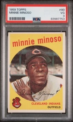 1959 CARTÃO TOPPS # 80 ~ MINNIE MINOSO ~ PSA CLASSIFICADO 3 MUITO BOM ESTADO - Imagem 1 de 2