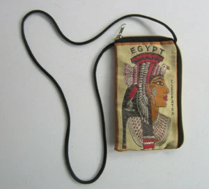 "Cartera de identificación celular con cremallera bordada Cleopatra Egipto con correa de 4"" x 6" - Imagen 1 de 5